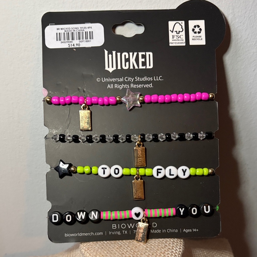 Wicked Women’s Pink & Black Beaded Bracelet Set - Picture 2 of 2